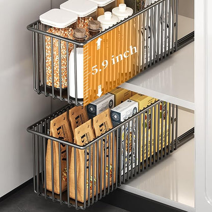 Pull Out Cabinet Organizer 2 Pack, Under Sink, Self Adhesive Slide Out Pantry - Image 3