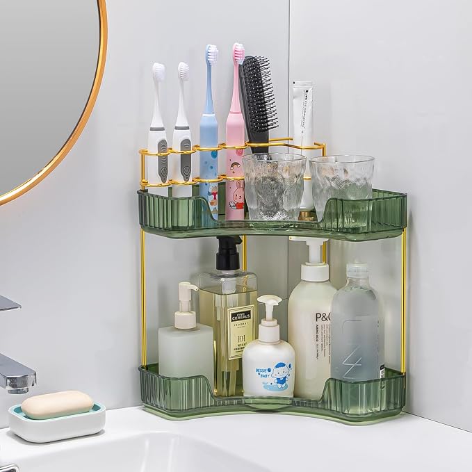 Upgraded 2-Tier Corner Bathroom Countertop Organizer – Spacious Storage - Image 2