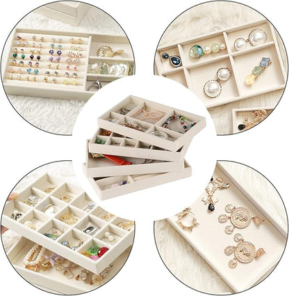 Velvet Jewelry Drawer Organizer Inserts, Earring and Ring Holder Display - Image 6