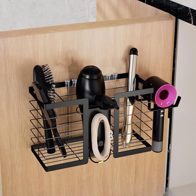 FUNKYLEE Hair Tool Organizer, 3 in 1 Metal Hair Dryer Holder Wall Mounted by FUNKYLEE