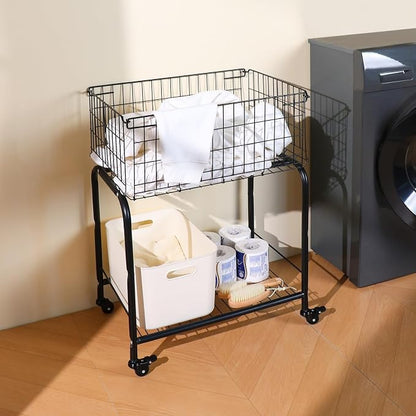 Rolling Laundry Basket with Wheels, Foldable Hamper with Industrial Wheels & - Image 3