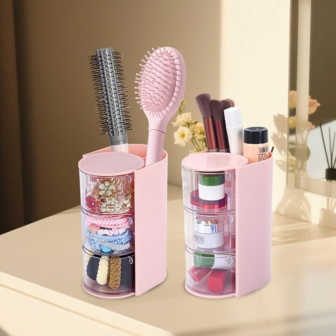 Pink Hair Accessory Organizer, 3-Layer Clear Hair Accessories Organizer - Image 7