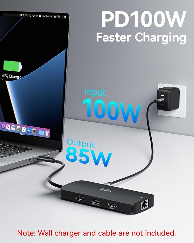 USB C Docking Station Dual Monitor, Selore Docking Station 3 Monitors Triple 4K - Image 6