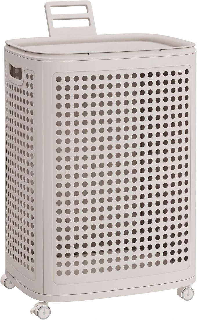 SONGMICS Laundry Hamper with Wheels, Plastic Laundry Basket, 19.8 Gallons by Unknown
