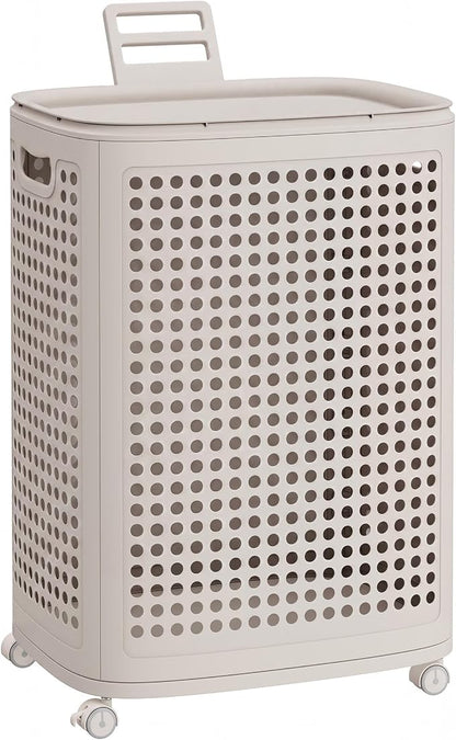 SONGMICS Laundry Hamper with Wheels, Plastic Laundry Basket, 19.8 Gallons by Unknown