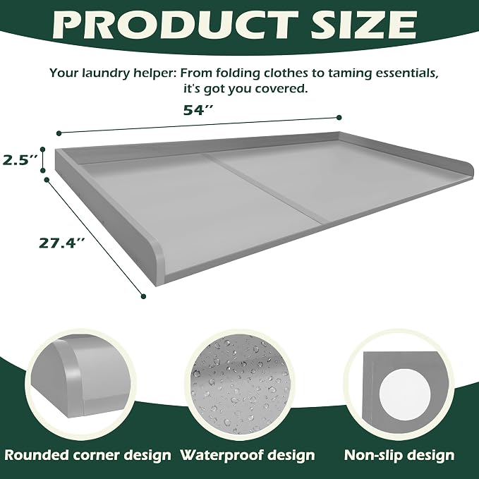 Royxen Washer Dryer Countertop, 27.4" x 54", Universal Fit, Laundry Room - Image 3