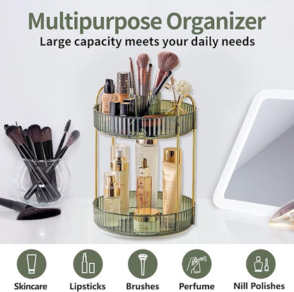 360 Rotating Makeup Organizer, 2 Tier Large Capacity Make Up Organizers and - Image 6