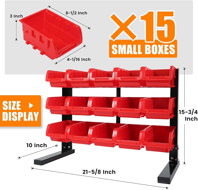 MaxWorks 80695 Bench/Table Top 15-Bin Parts Rack - Image 2