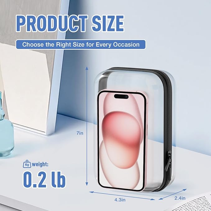 4 Pcs Storage Bins Clear Hard Shell Zipper Case Multi-Purpose Transparent - Image 5