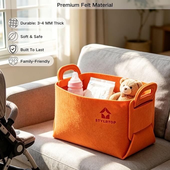 Felt Storage Bin, Collapsible Felt Basket - Image 3