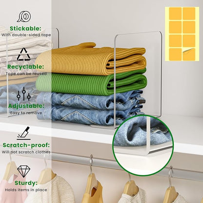 Shelf Dividers for Closet Organization: 4 Pack 10" Tall X 8.4" Deep Acrylic - Image 2