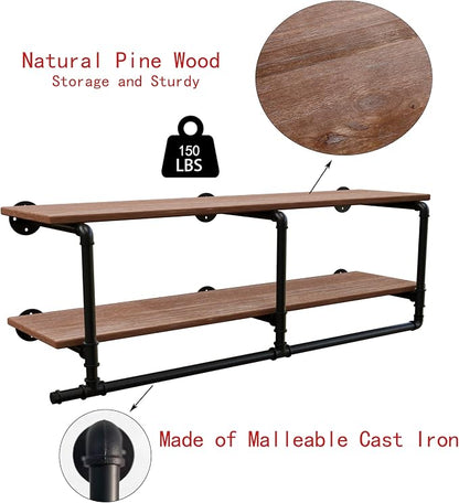 Clothes Rack 48in, Wall Mounted Garment Rack - Image 6