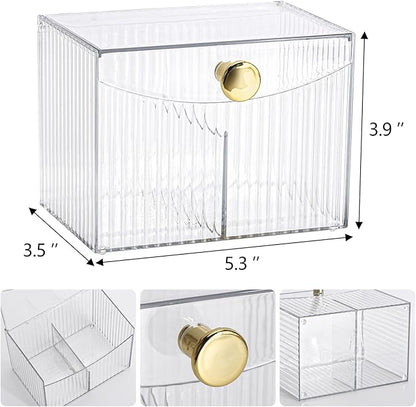 Tbestmax Qtip Holder Dispenser 2-Section Clear Bathroom Organizer 2 Grids - Image 2