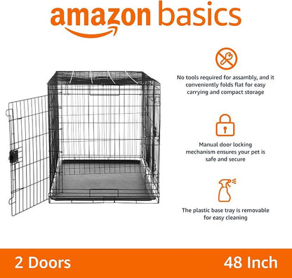 Amazon Basics Durable, Foldable Metal Wire Dog Crate - Image 2