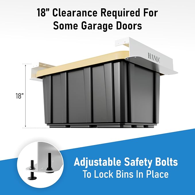 HANDT Overhead Garage Storage Rack, Connectable Heavy Duty Metal Ceiling Rails - Image 7