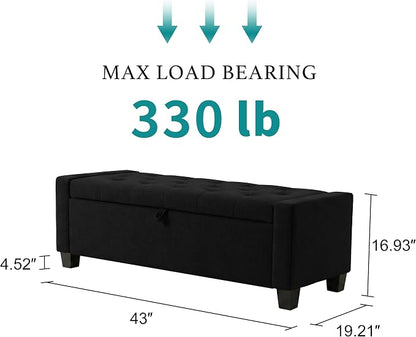 Huatean Home 43" Ottoman with Storage, Upholstered Entryway Bench with Seating - Image 2
