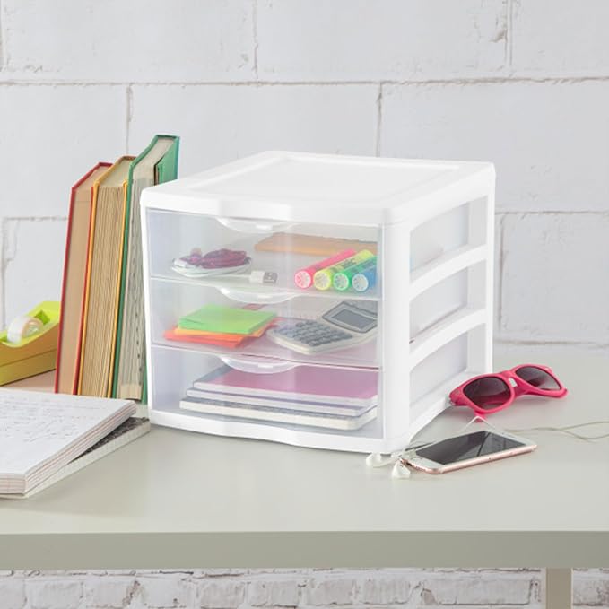 4 Sterilite ClearView Portable 3 Storage Drawer Organizer Cabinets - Image 2