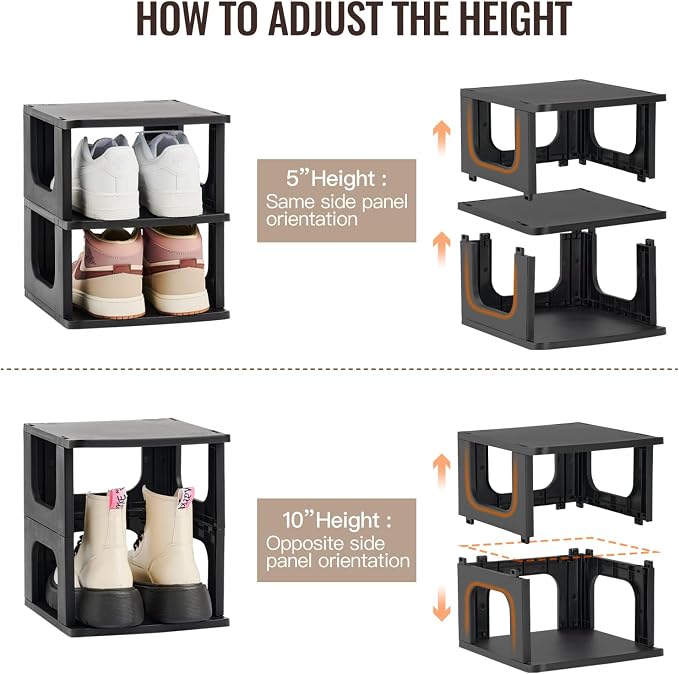 TRZZ 8-Tier Shoe Rack, Narrow Stackable Organizer, Vertical Efficient Shoe - Image 4