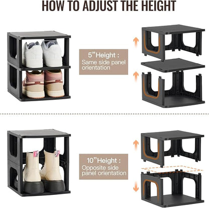 TRZZ 8-Tier Shoe Rack, Narrow Stackable Organizer, Vertical Efficient Shoe - Image 4