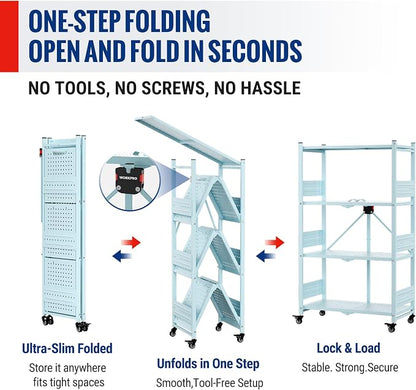 WORKPRO 4-Tier Folding Shelf, No-Assembly Metal Storage Rack - Image 5