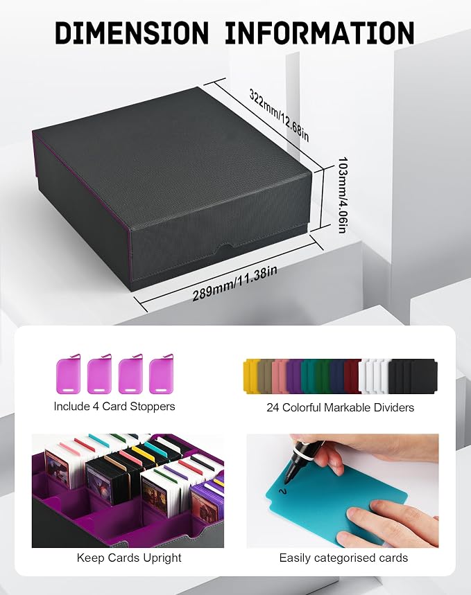ZLCA Card Storage Box for MTG PTCG, Commander Deck Box Holds 3200+ Cards - Image 2