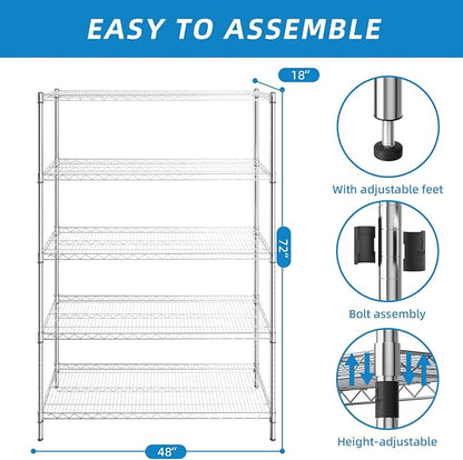 Guan River 5-Shelf Heavy Duty Wire Shelving, Metal Shelf, Sturdy and Durable - Image 3