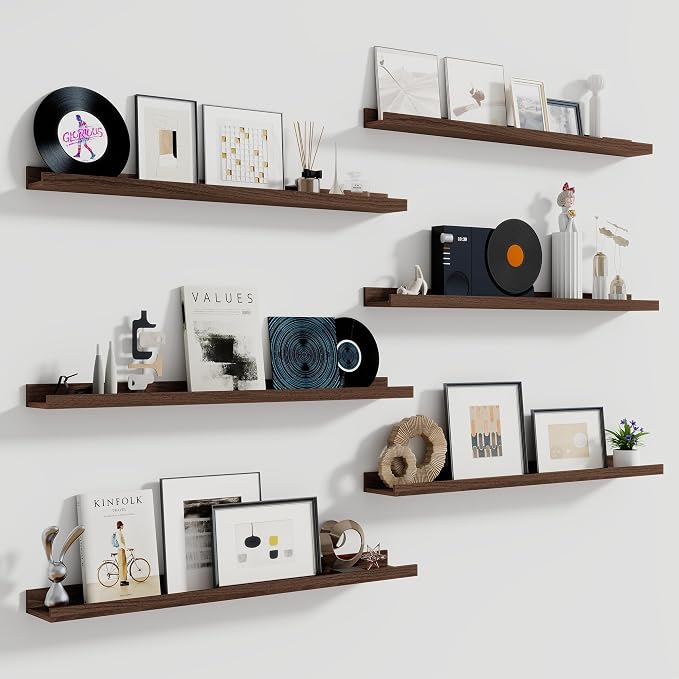 Fun Memories Picture Ledge Shelf, 48 Inch Long Floating Shelves Set of 6 by FunMemories