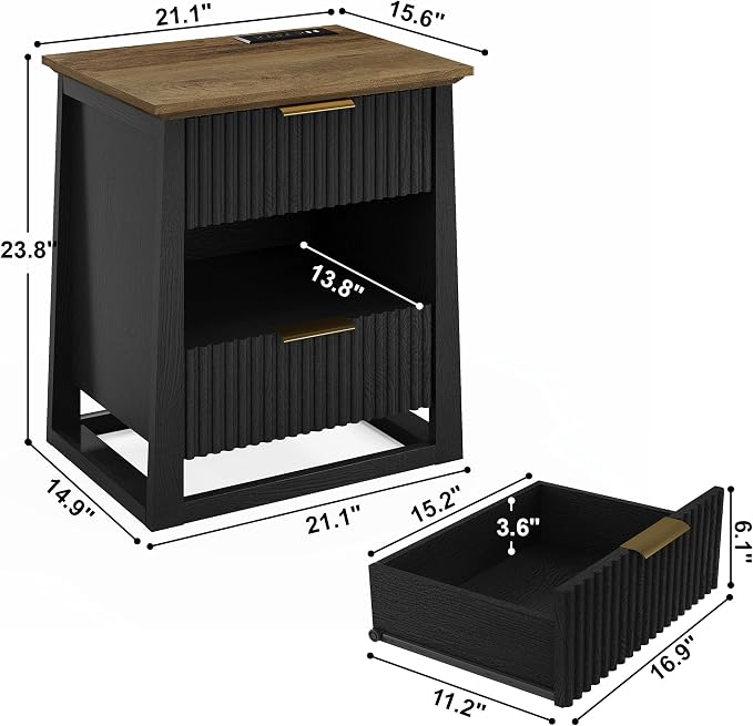 HIFYOBRO Fluted Nightstands - Image 2