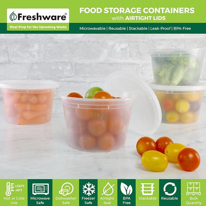 Freshware Food Storage Containers 16 oz Plastic Deli Containers - Image 2