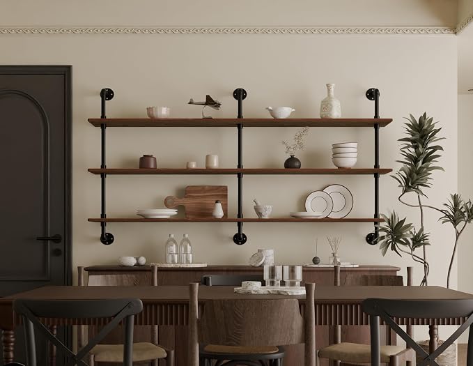 HDDFER Floating Shelves 70 inch Wall Bookshelf Industrial Pipe Shelving Shelves - Image 7