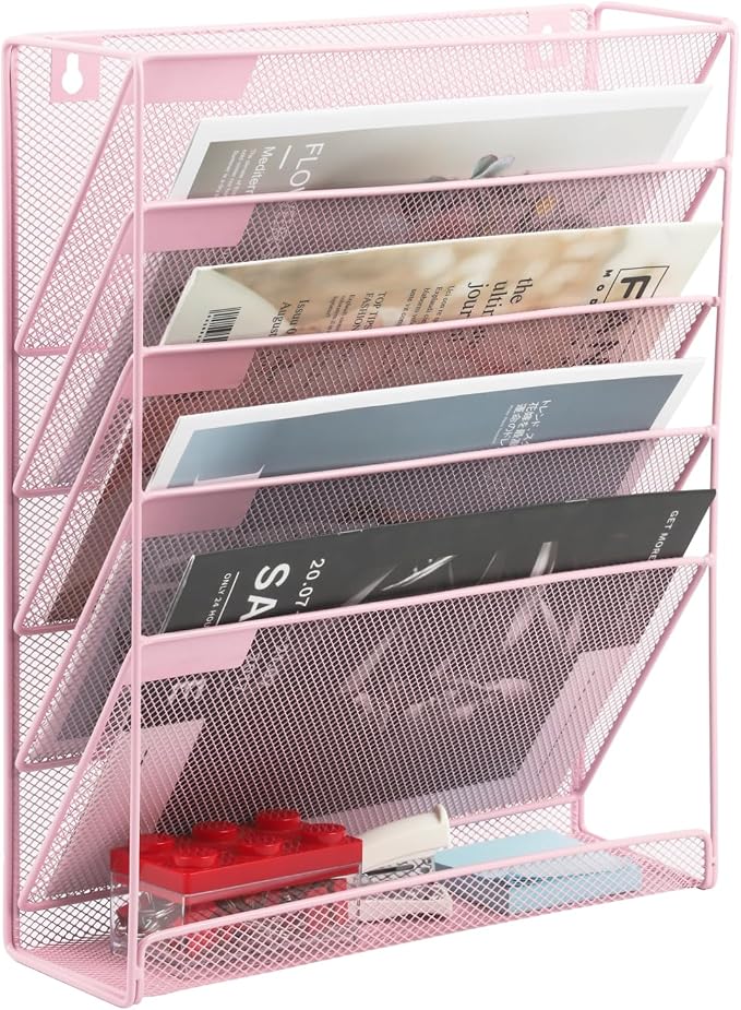EASEPRES Desk File Organizer Mesh 6-Tier, Hanging Wall Mount Document by EASEPRES