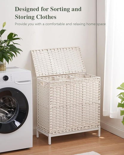 SETVSON Laundry Hamper with Lid 132 L, Clothes Hamper with Lid, Handwoven - Image 6
