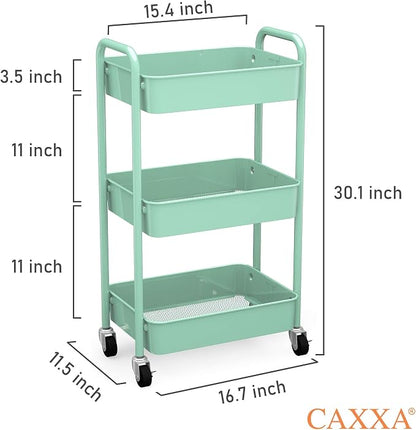 CAXXA 3-Tier Rolling Metal Storage Organizer - Image 2