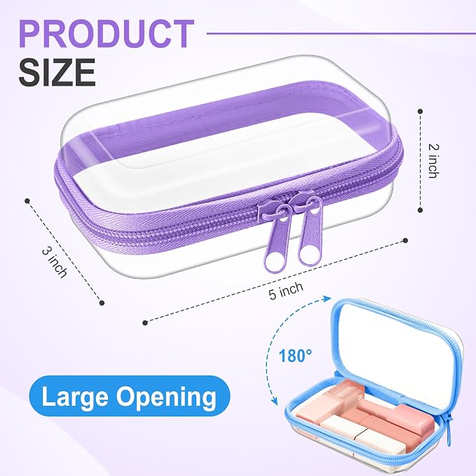 Hoolerry 4 Pcs Hard Clear Zipper Case Makeup Bags Plastic Pencil Pouch - Image 2