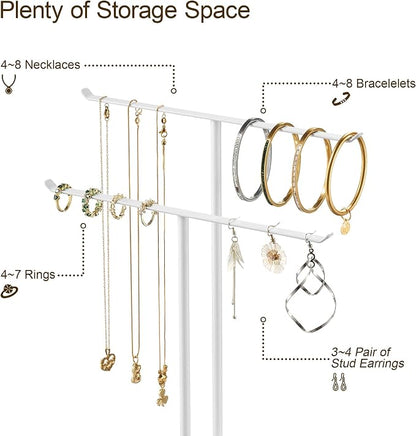 pickpiff Necklace Holder Jewelry Organizer Stand – 2‑Tier T‑Bar Jewelry Display - Image 6