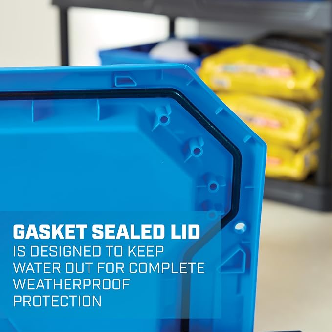 24 Gallon Water Resistant Heavy Duty Plastic Storage Bin Black/Blue | Latching - Image 4
