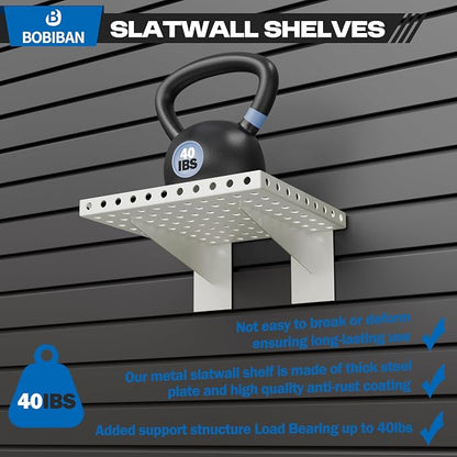 4 Pack Slatwall Shelves, Heavy Duty White Metal Slat Wall Shelf - Image 3