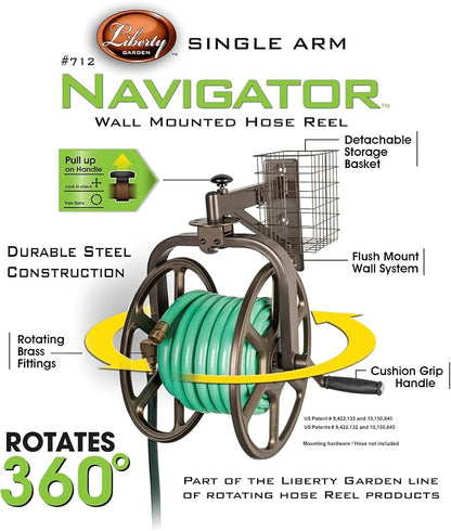 Liberty GARDEN 712 Single Arm Navigator Multi-Directional Garden Hose Reel - Image 2