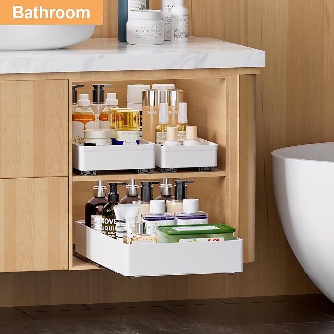 Delamu 3 Pack Pull Out Cabinet Organizer, 15.7"Deep Pull Out Drawers - Image 9