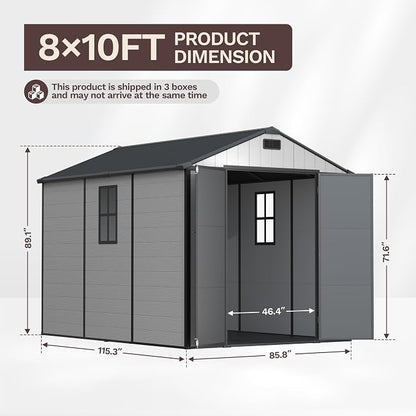 Patiowell 8x10 FT Resin Outdoor Storage Shed - Image 5
