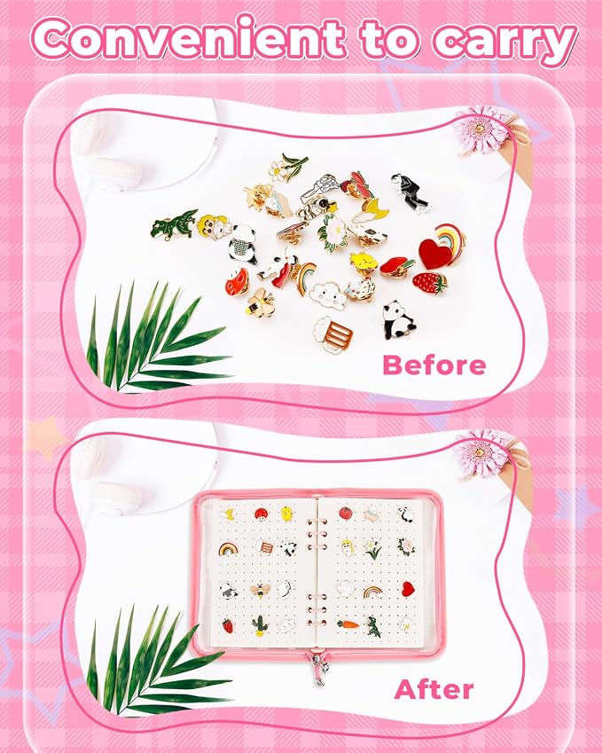 UCEC Pink Enamel Pin Display Book & 50 PCS Pin Backs A5 Album Pin Collection - Image 3