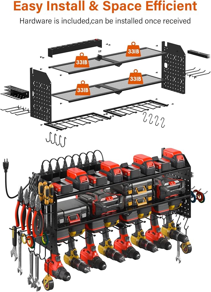 JUNNUJ Large Pegboard Power Tool Organizer - Image 6