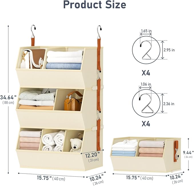 Hanging Closet Organizer Extra Large, Clothes Hanging Shelves - Image 2
