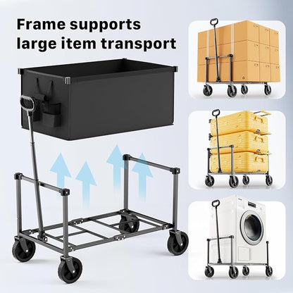 29.3" Collapsible Wagon Cart, 150L Heavy Duty Folding Utility Wagon - Image 8