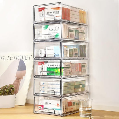 clear Drawer-Type Plastic Storage Box Bins Organizer，Family First Aid Kits by Gaoaodeyu