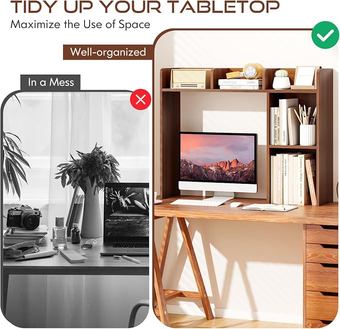 Tangkula Desktop Bookshelf, Countertop Storage Hutch - Image 9