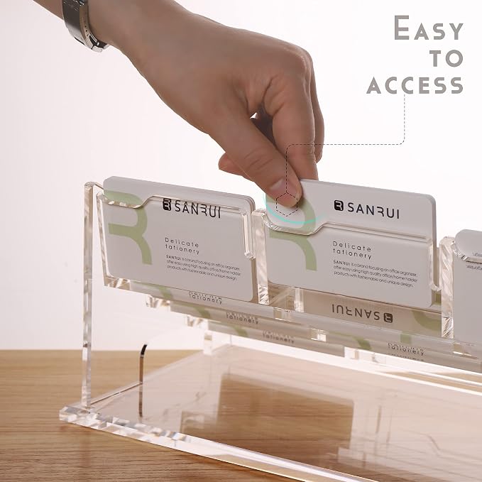 YUXUN 16 Slots Acrylic Business Card Holder - Image 3