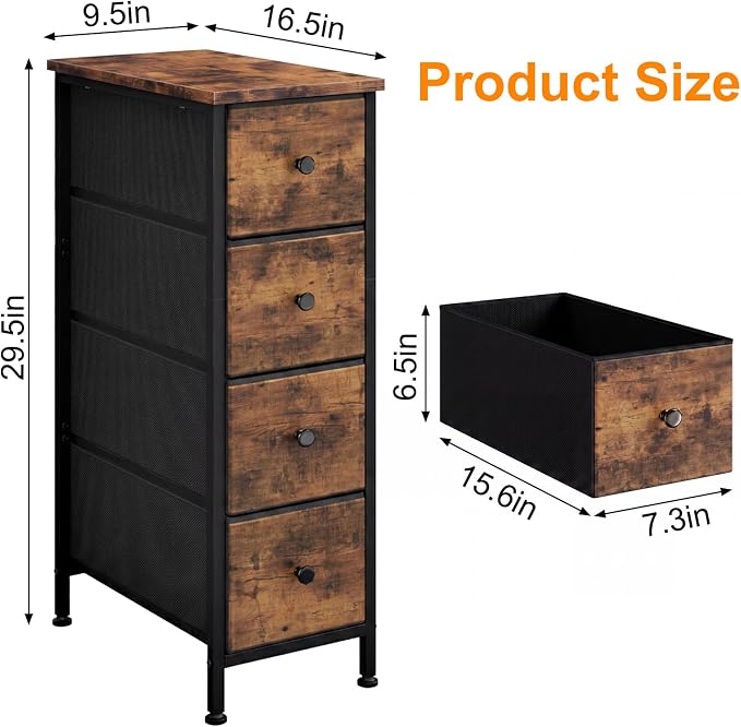 Fixwal Narrow Storage Cabinet, Narrow Nightstand Dresser - Image 2