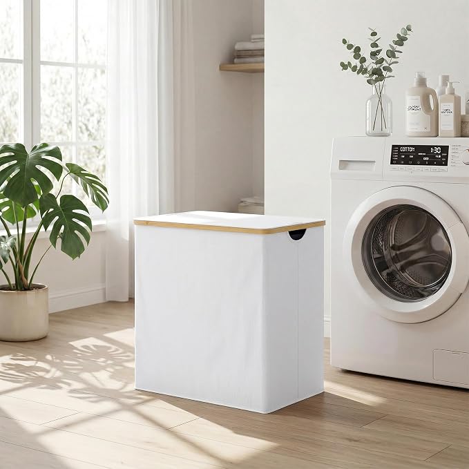 efluky Laundry Hamper with Lid, Double Laundry Basket with 2 Removable Bags - Image 7