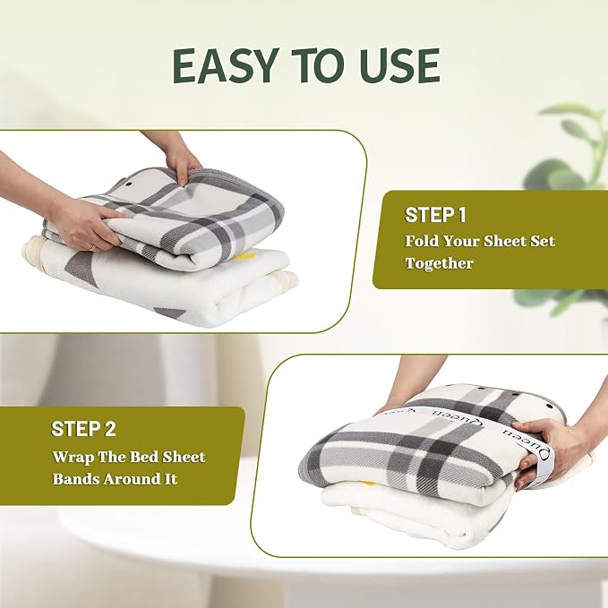 4 Pieces Bed Sheet Organizer and Storage Size Label Bands, Elastic Linen Labels - Image 5